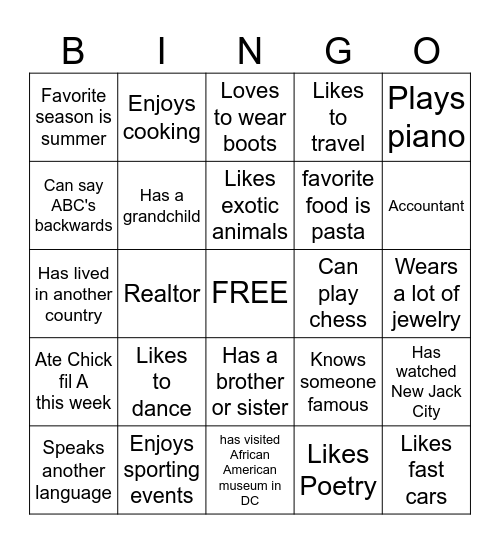 Who Are My Pyramid Sisters Bingo Card