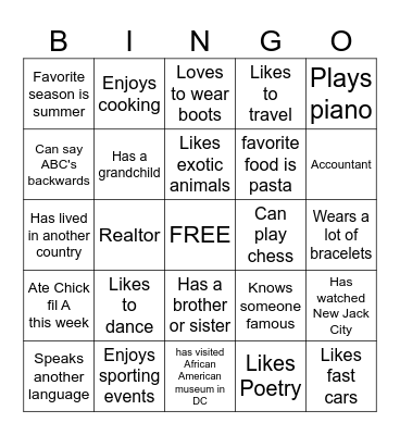 Who Are My Pyramid Sisters Bingo Card