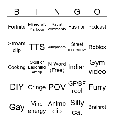 IG Reels Bingo #1 Bingo Card