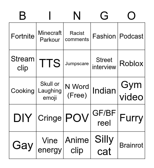 IG Reels Bingo #1 Bingo Card