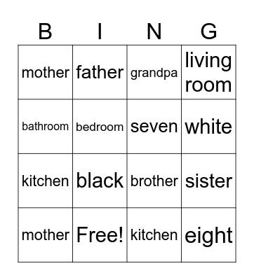 Family Bingo Card