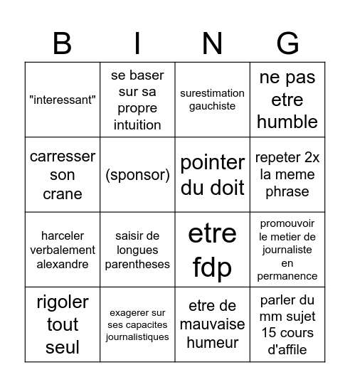 dayen 2.0 Bingo Card
