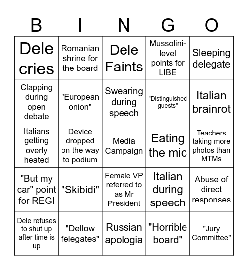 Roma 25 Bingo Card