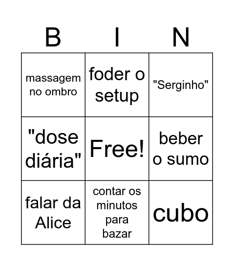 Bingo Bruno Bingo Card