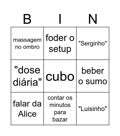 Bingo Bruno Bingo Card