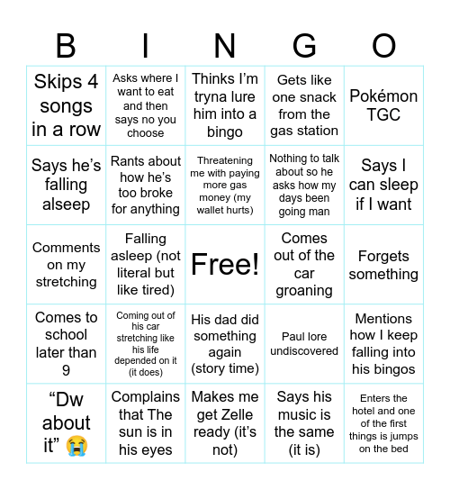 Paul’s bingo :D Bingo Card