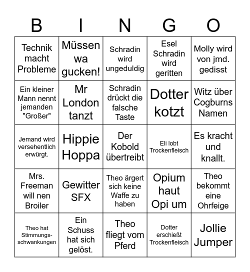 SCHRADIN RP BINGO Card