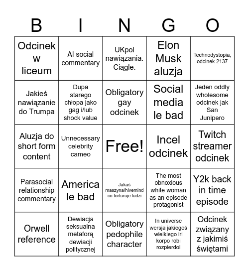 Black Mirror Bingo Card