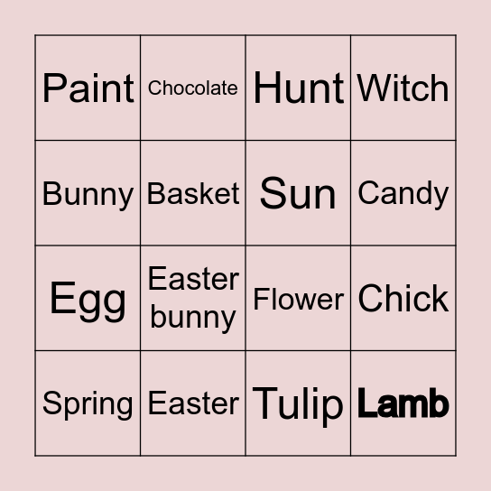 Easter Bingo Card