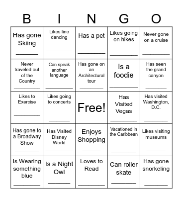 TRAVEL CONNECTION Bingo Card