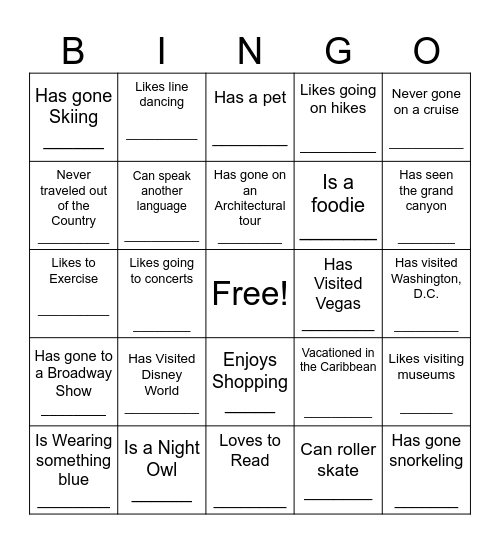 TRAVEL CONNECTION Bingo Card