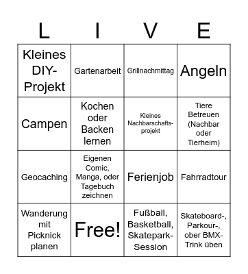 Ferien-Bingo Card