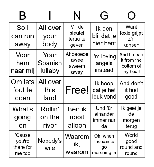 Bingo Doorzingen Bingo Card