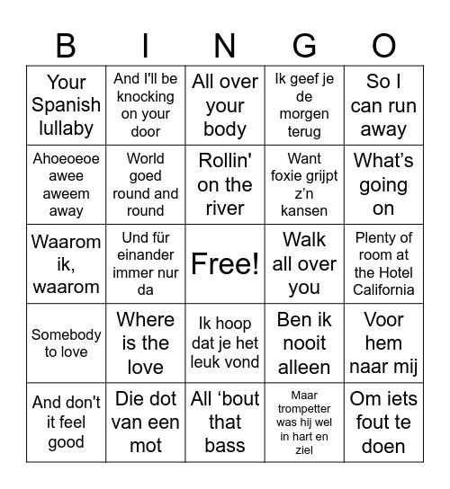 Bingo Doorzingen Bingo Card