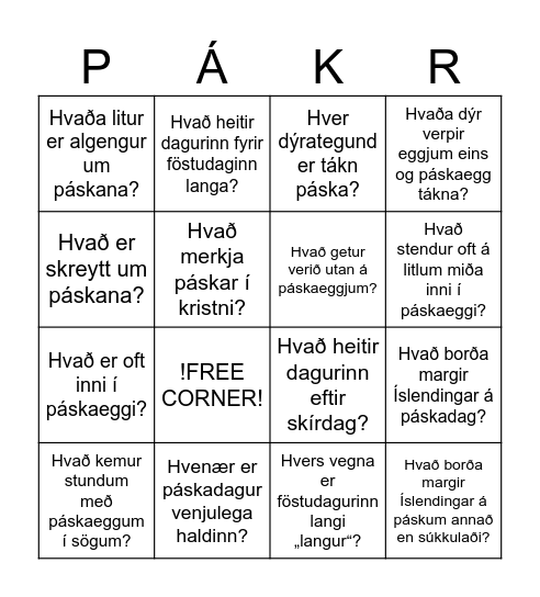 Sirenmaster - Páskar Bingo Card