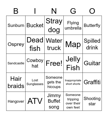 Beach Bingo Card