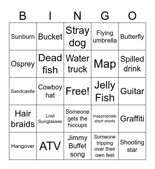 Beach Bingo Card