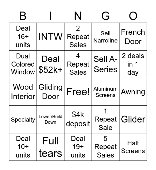 RBA Bingo Card