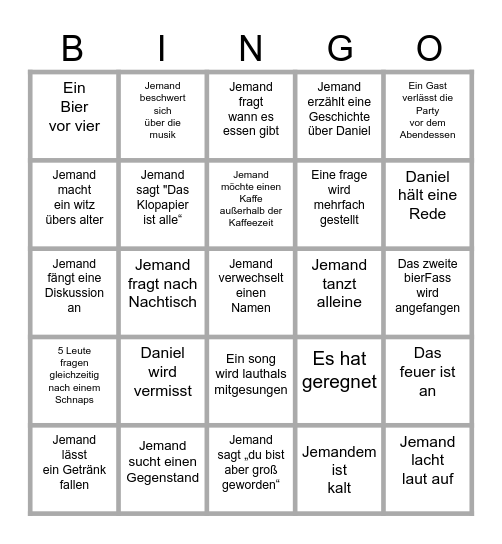 Daniels 50er Bingo Card