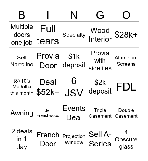 RBA Bingo Card