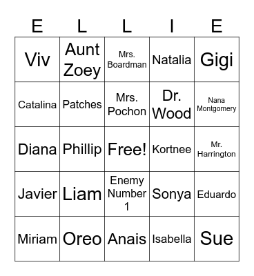 Starfish by Lisa Fipps Character Bingo Card