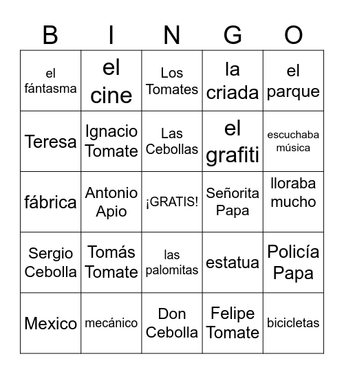CUENTOS DE ENSALADA Bingo Card