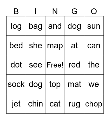 Fundations Bingo Card