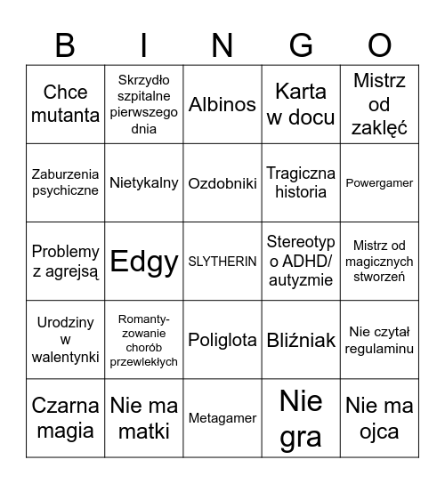 "Oryginalna" postać Bingo Card