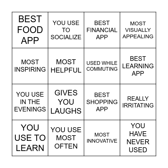 Name the app that (is) Bingo Card
