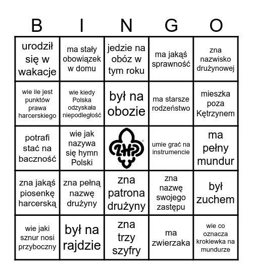 zhp Bingo Card