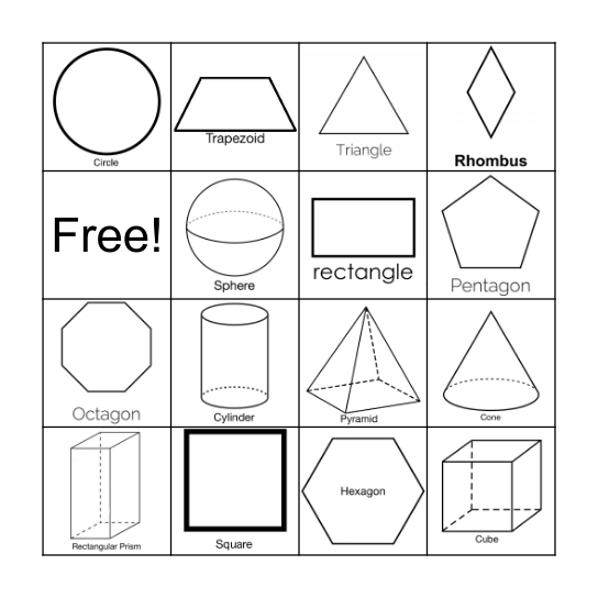 Shapes Bingo Card