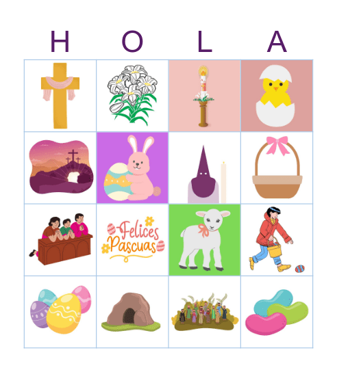 Vocabulario sobre la Semana Santa y la Pascua Bingo Card