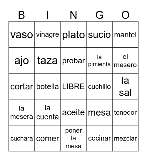 En La Mesa Bingo Card