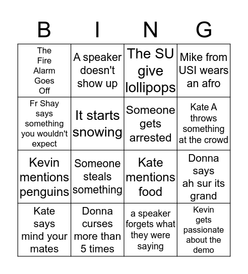 Class Rep Training  Bingo Card