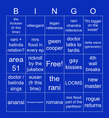 doctor who s2 bingo Card