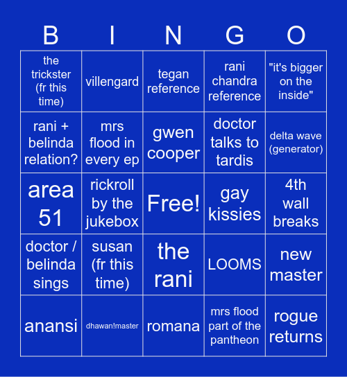doctor who s2 bingo Card