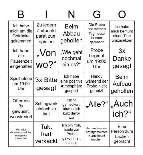 Proben-Bingo Card