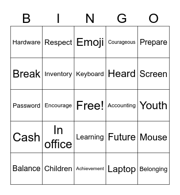 2025 Take Your Child to Work Day Bingo Card