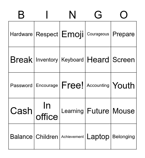 2025 Take Your Child to Work Day Bingo Card