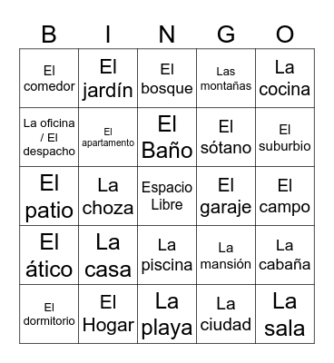 La casa Bingo Card