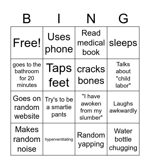 Dominic Bingo Card