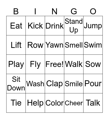 Regular Verbs Bingo Card