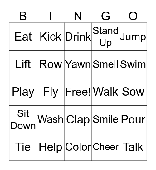 Regular Verbs Bingo Card
