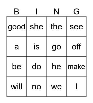 Hayden sight words Bingo Card