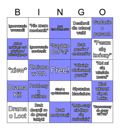 Raidowanie z Grupą #1 Bingo Card