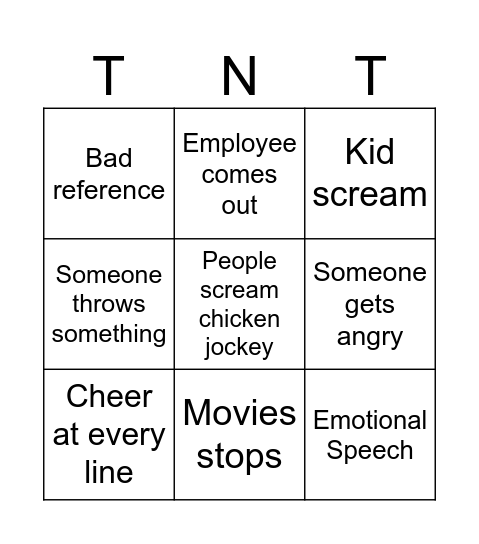 A Minecraft movie Bingo Card