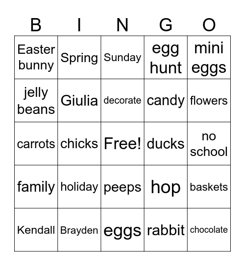 Easter Words #2 Bingo Card