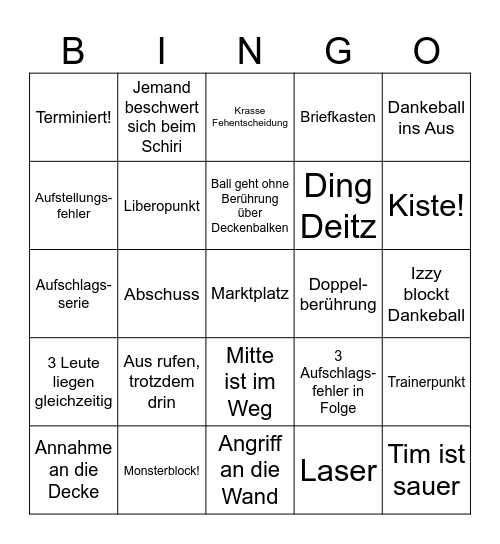 Volleybingo Card