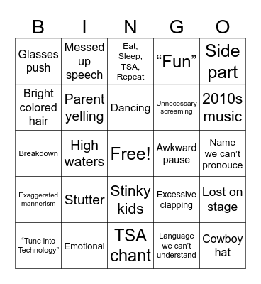 Closing Ceremony Bingo Card
