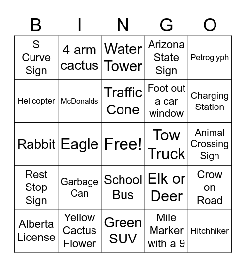 Antelope Canyon Trip Bingo Card
